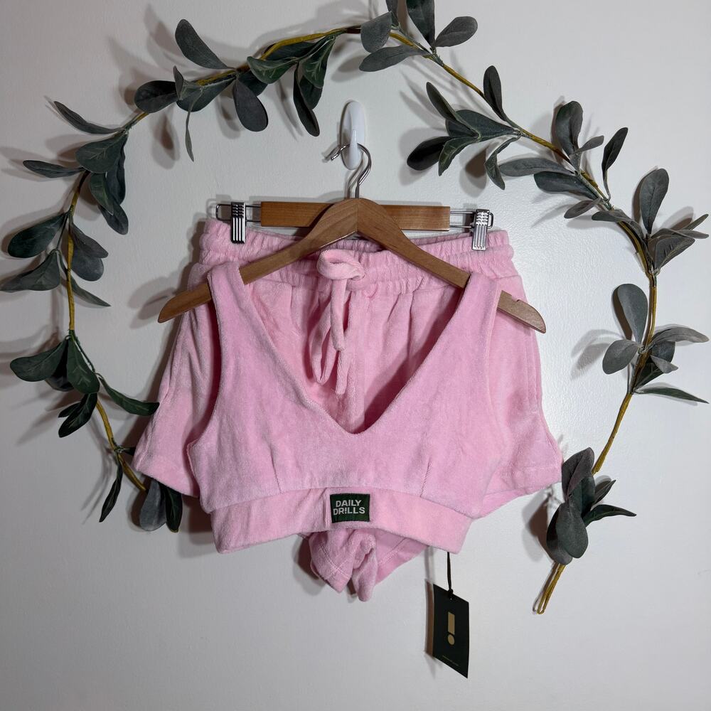 NWT Daily Drills Pink Terry Set